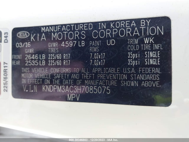 KIA Sportage Lx 2017 KNDPM3AC3H7085075 Image 9