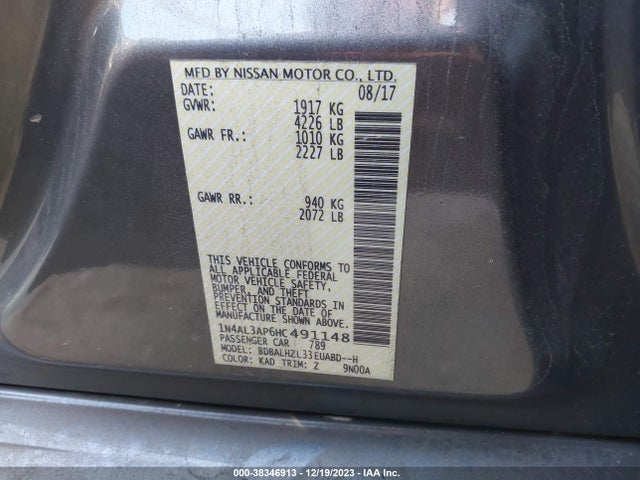 Nissan Altima 2.5 Sr 2017 1N4AL3AP6HC491148 Image 9