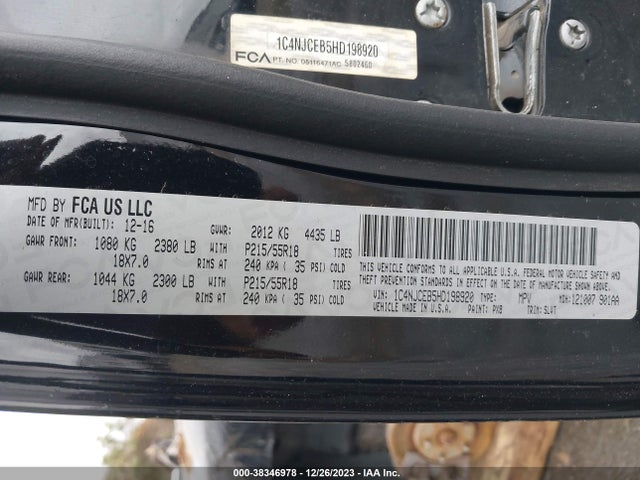 1C4NJCEB5HD198920 Jeep Compass High Altitude Fwd