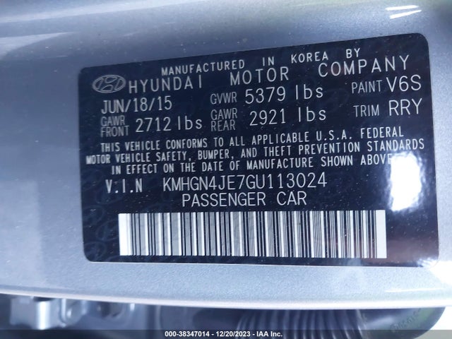 Hyundai Genesis 3.8 2016 KMHGN4JE7GU113024 Image 9