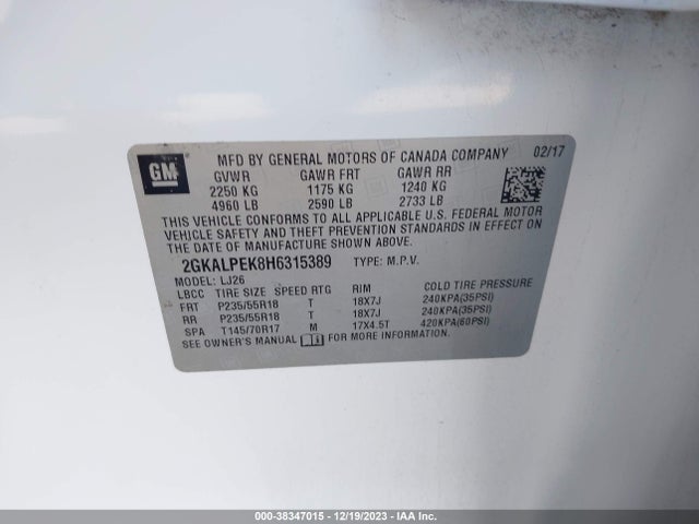 GMC Terrain Slt 2017 2GKALPEK8H6315389 Image 9