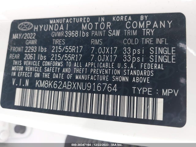Hyundai Kona Sel 2022 KM8K62ABXNU916764 Image 9