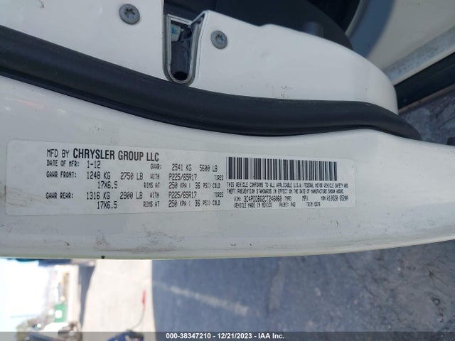 2012 DODGE JOURNEY SXT VIN: 3C4PDDBG2CT246060