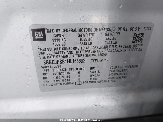 Chevrolet Trax Lt 2017 3GNCJPSB1HL165692 Image 9