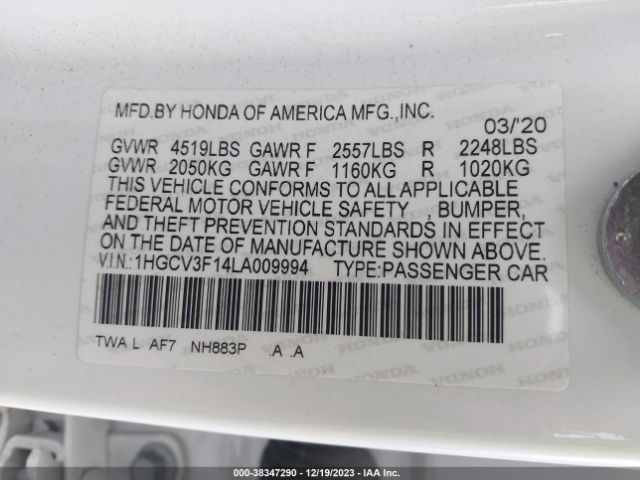 1HGCV3F14LA009994 Honda ACCORD HYBRID