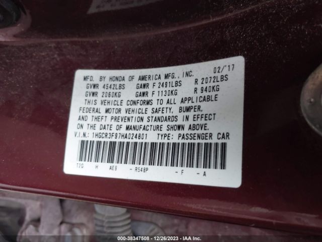 1HGCR3F97HA024801 Honda Accord Touring V6