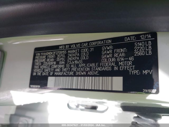 YV440MDK2F2709155 Volvo Xc60 T5 Premier