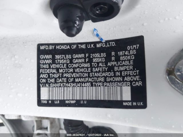 SHHFK7H43HU414485 Honda Civic Sport