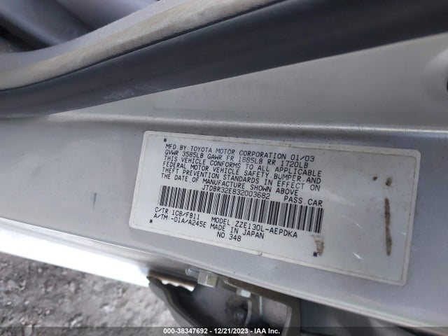 2003 TOYOTA COROLLA CE VIN: JTDBR32E832003682