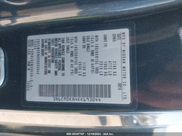 3N6CM0KN4KK693044 Nissan NV200 SV