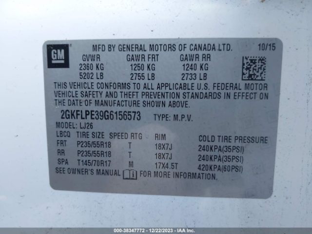 2GKFLPE39G6156573 GMC Terrain Slt