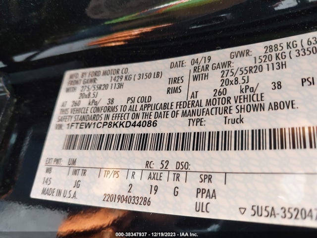 Ford F-150 Xl 2019 1FTEW1CP8KKD44086 Image 9