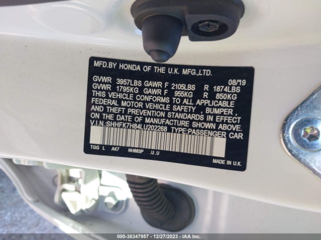 SHHFK7H84LU202268 Honda Civic Ex-l