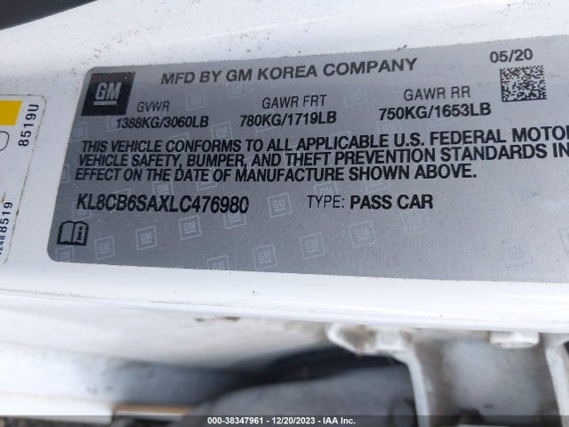 Chevrolet Spark Fwd Ls Automatic 2020 KL8CB6SAXLC476980 Image 9