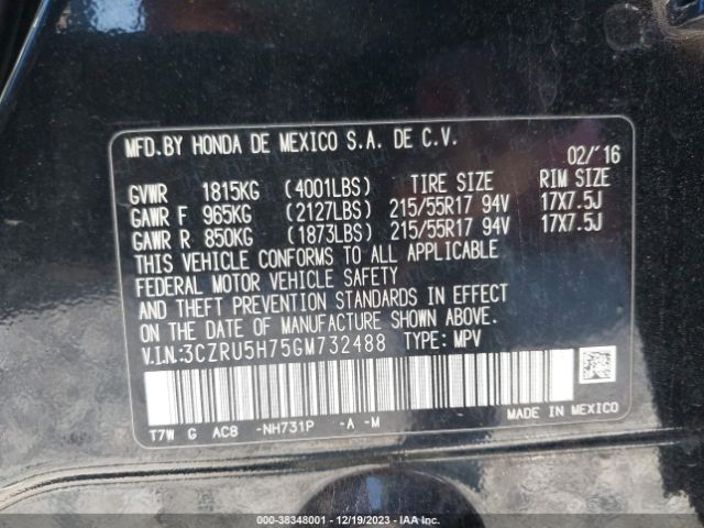 3CZRU5H75GM732488 Honda Hr-v Ex-l