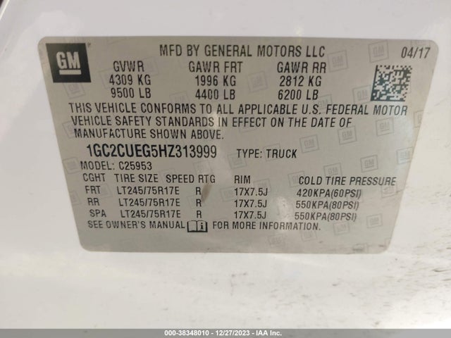 Chevrolet Silverado 2500hd Wt 2017 1GC2CUEG5HZ313999 Image 9