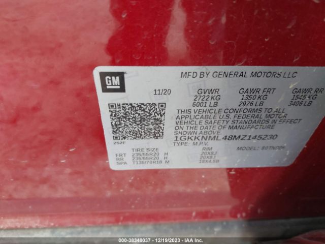 1GKKNML48MZ145230 GMC Acadia Fwd Slt
