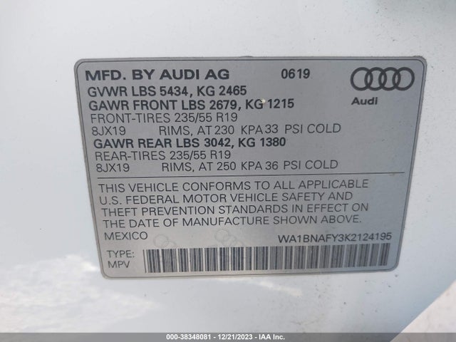 WA1BNAFY3K2124195 Audi Q5 45 Premium