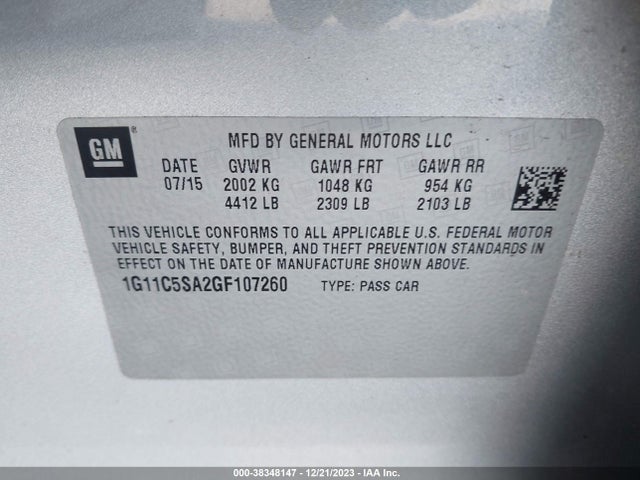 Chevrolet Malibu Limited Lt 2016 1G11C5SA2GF107260 Image 9