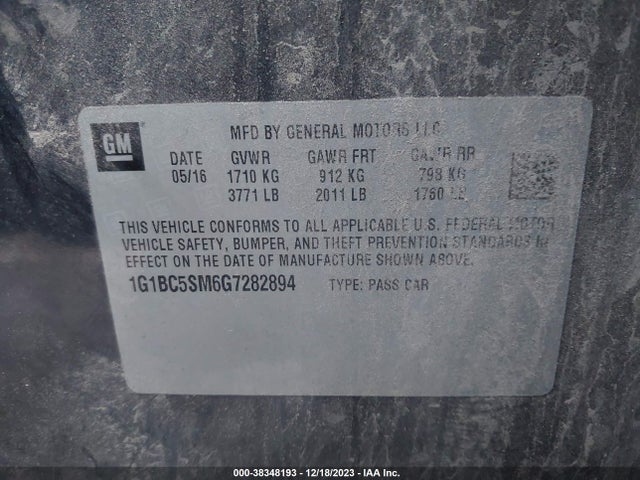 Chevrolet Cruze Ls Auto 2016 1G1BC5SM6G7282894 Image 9