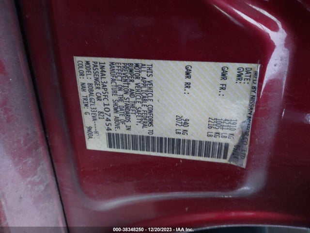 Nissan Altima 2.5 S 2015 1N4AL3AP5FC107454 Image 9