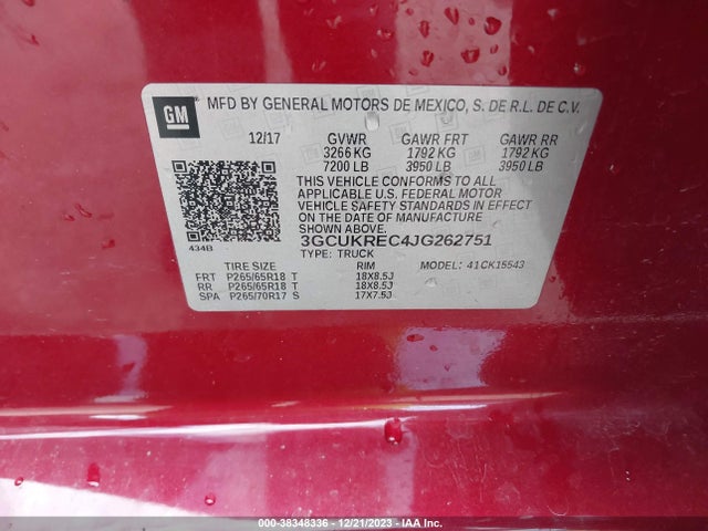 Chevrolet Silverado 1500 2lt 2018 3GCUKREC4JG262751 Image 9