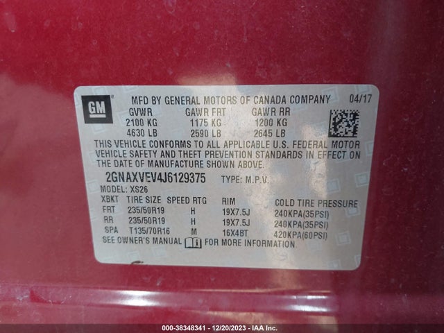 Chevrolet Equinox Premier 2018 2GNAXVEV4J6129375 Image 9