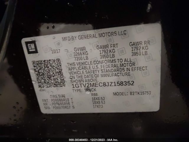 1GTV2MEC8JZ158352 GMC Sierra 1500 Sle