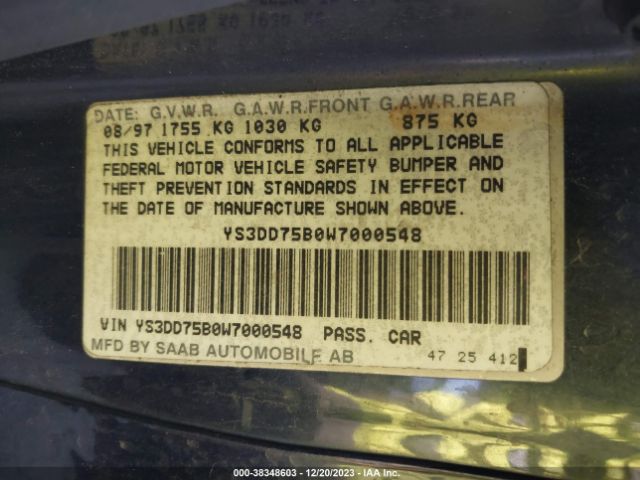 1998 SAAB 900 YS3DD75B0W7000548 Photo 8