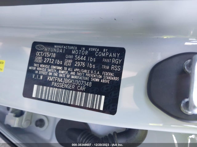 2019 GENESIS G80 3.3T SPORT VIN: KMTFN4JB6KU307348