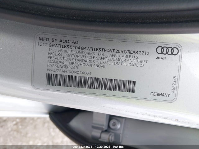 2013 AUDI A6 2.0T PREMIUM VIN: WAUGFAFCXDN074004