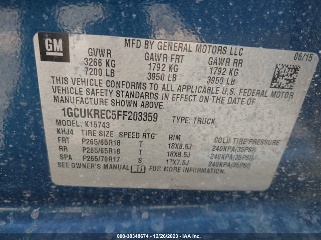 Chevrolet Silverado 1500 2lt 2015 1GCUKREC5FF203359 Image 9