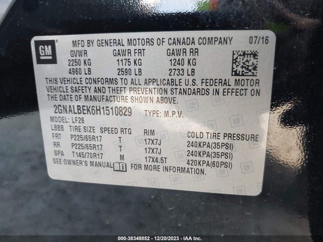 Chevrolet EQUINOX LS 2017 2GNALBEK6H1510829 Image 9