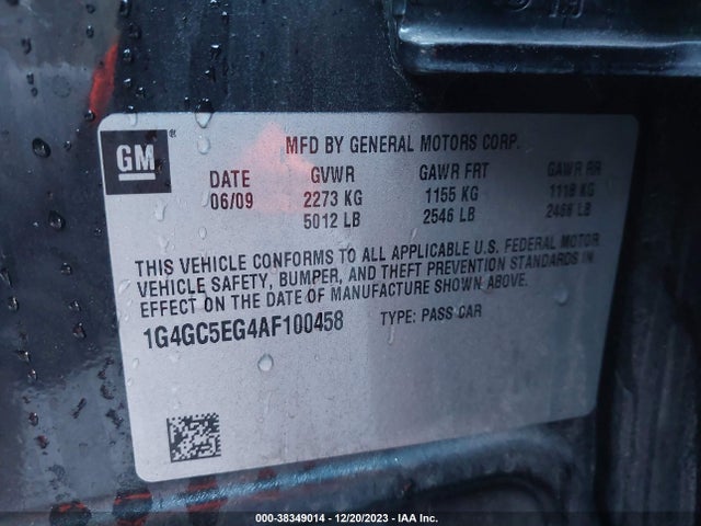 2010 BUICK LACROSSE CXL VIN: 1G4GC5EG4AF100458