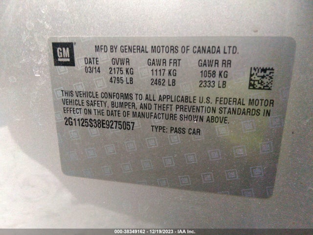 Chevrolet Impala 2lt 2014 2G1125S38E9275057 Image 9