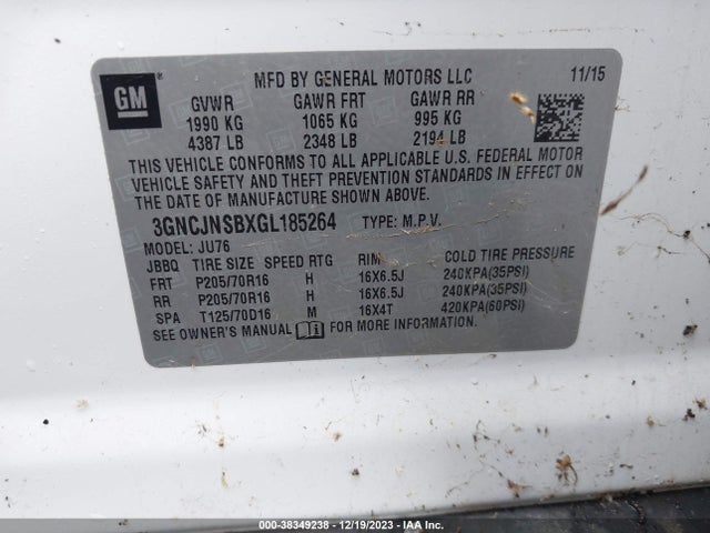 Chevrolet Trax 1ls 2016 3GNCJNSBXGL185264 Image 9
