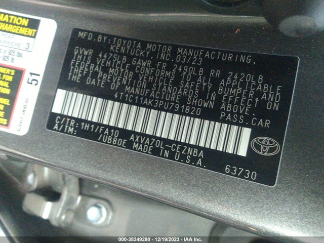 Toyota CAMRY LE 2023 4T1C11AK3PU791820 Image 9