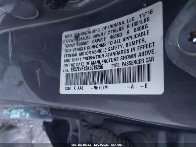 19XZE4F15KE019296 Honda Insight Lx