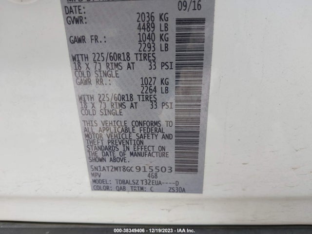 Nissan Rogue Sl 2016 5N1AT2MT8GC915503 Image 9