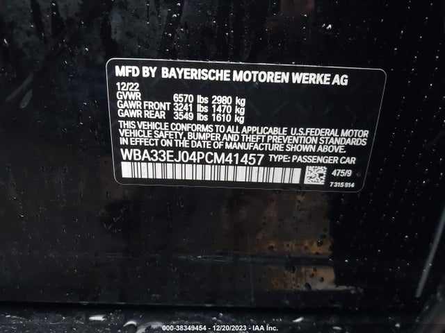 2023 BMW 760I XDRIVE VIN: WBA33EJ04PCM41457