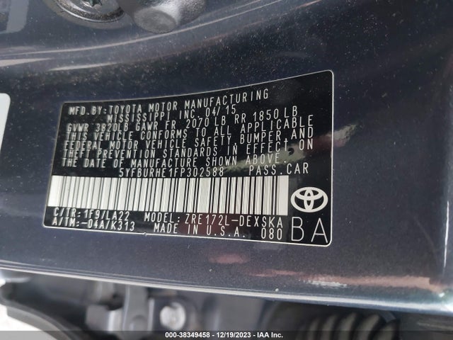 Toyota Corolla S Premium 2015 5YFBURHE1FP302588 Image 9
