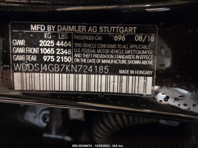 WDDSJ4GB7KN724185 Mercedes-Benz CLA 250 4MATIC