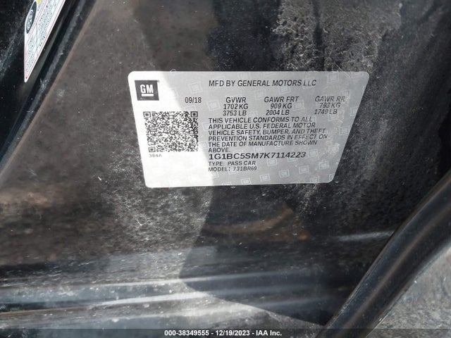 Chevrolet CRUZE LS 2019 1G1BC5SM7K7114223 Image 9
