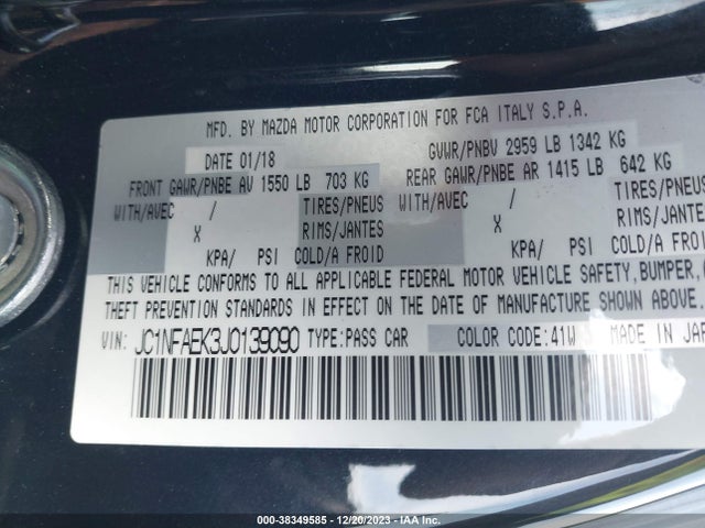 2018 FIAT 124 SPIDER JC1NFAEK3J0139090 Photo 8