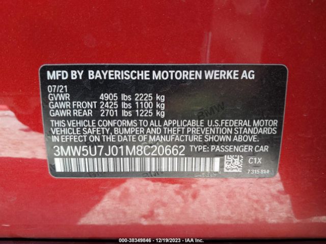 3MW5U7J01M8C20662 BMW 3 Series M340i