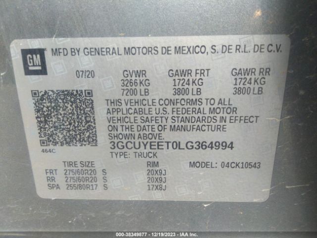 3GCUYEET0LG364994 Chevrolet Silverado 1500