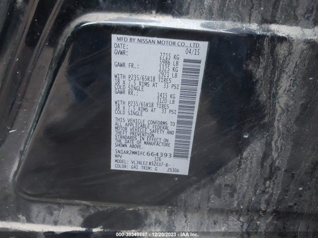 Nissan Pathfinder Sv 2015 5N1AR2MM1FC664393 Image 9