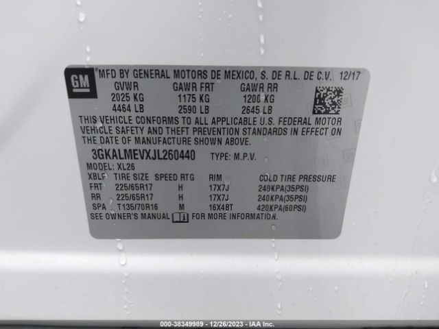 3GKALMEVXJL260440 GMC Terrain Sle