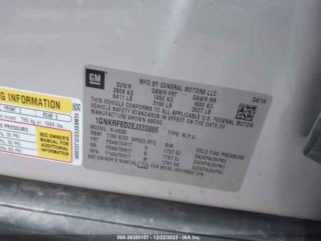 Chevrolet Traverse Ls 2014 1GNKRFED2EJ333886 Image 9