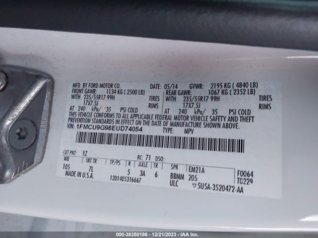 1FMCU9G98EUD74054 Ford ESCAPE SE